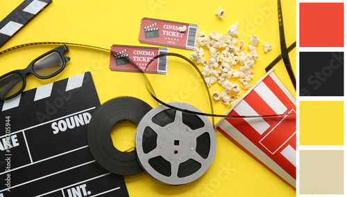 Movie clapper with film ree...
