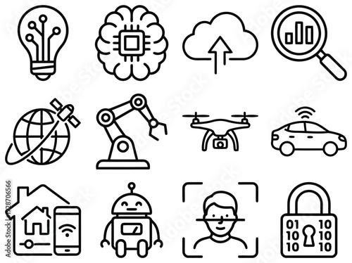 Set of 10 technology icons vector