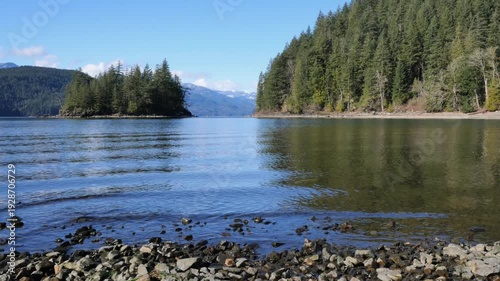 Green Point Day Use Area at the Sasquatch Provincial Park near Harrison Hot Springs during a winter season in the Fraser Valley of British Columbia, Canada (tilt up)