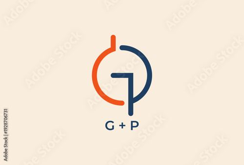 initial letter d p with linked circle rounded logo design templates