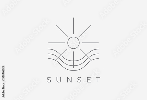Simple Aesthetic Sun and Sea Design Element