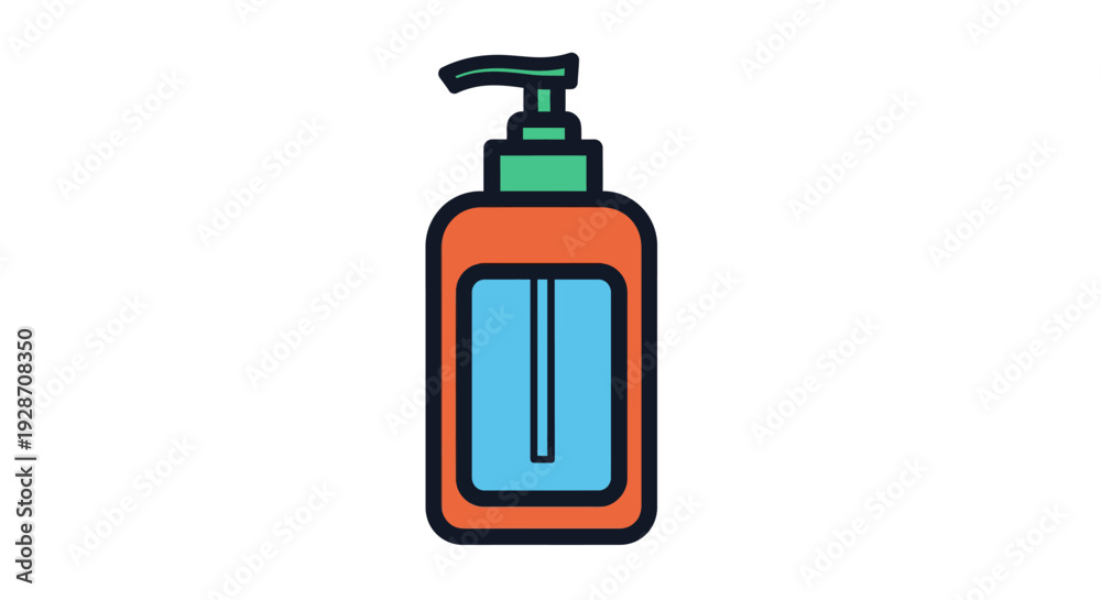 Obraz premium A straightforward graphic illustration of a pump bottle dispenser, typically used for liquid hand soap, lotion, or sanitizing gel, emphasizing daily hygiene and personal care essentials