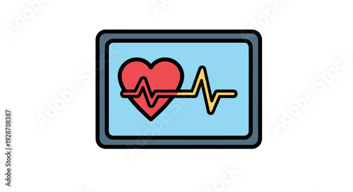 Modern heartbeat monitor screen displaying vital signs and health data, a crucial medical device for real-time cardiac analysis and patient well-being tracking with an electrocardiogram pulse rhythm