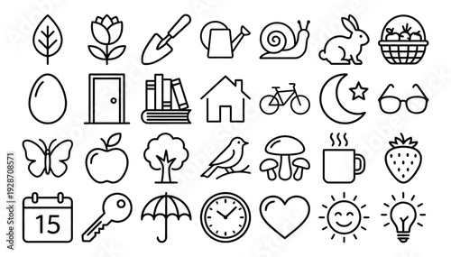Set of 25 line icons vector