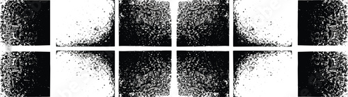 Grainy texture pattern with black and white squares arranged in a grid, showcasing geometric design