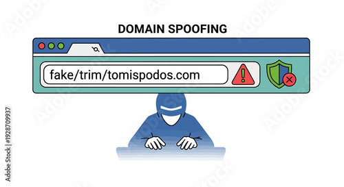 Cybersecurity Concept of Domain Spoofing and Phishing Attack. Vector Illustrations. EPS Editable
