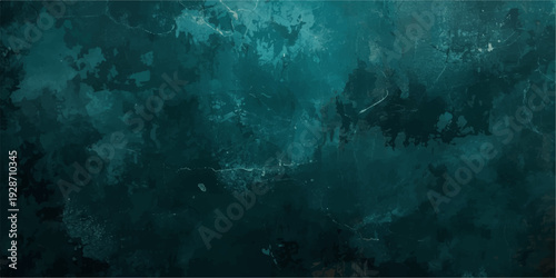 Abstract grunge background featuring a vintage blue and green textured surface with a painterly underwater sea pattern and grungy paper design