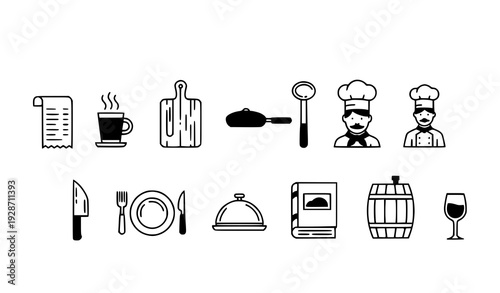 Modern Thin Stroke Cooking and Culinary Outline Icon Pack