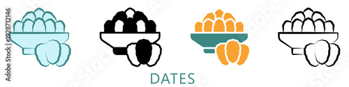 Dates Multi Style Icon Mini Illustration, Use For Modern Concept, Print, Ui, Ux Kit, Web And App Development. Vector Related To Ramadan, Eid Al-Fitr, Eid Al-Adha And More
