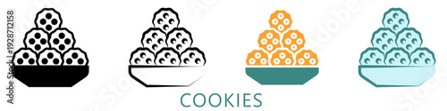 Cookies Multi Style Icon Mini Illustration, Use For Modern Concept, Print, Ui, Ux Kit, Web And App Development. Vector Related To Ramadan, Eid Al-Fitr, Eid Al-Adha And More