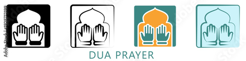 Dua Prayer Multi Style Icon Mini Illustration, Use For Modern Concept, Print, Ui, Ux Kit, Web And App Development. Vector Related To Ramadan, Eid Al-Fitr, Eid Al-Adha And More