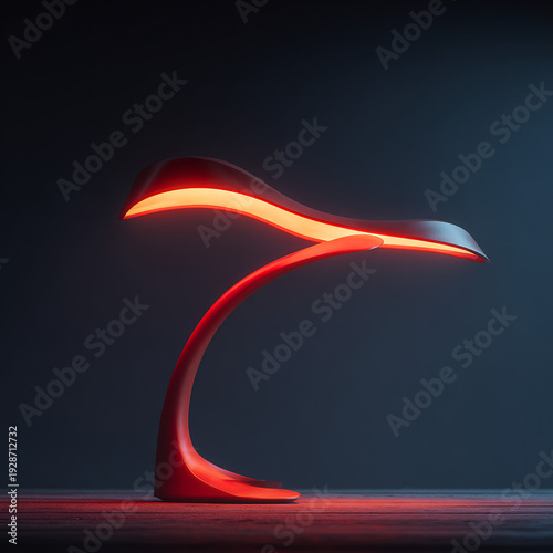 Wallpaper Mural Sleek Modern Red Glowing LED Desk Lamp on Dark Wood Torontodigital.ca