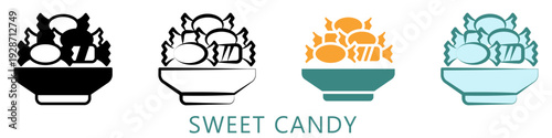 Sweet Candy Multi Style Icon Mini Illustration, Use For Modern Concept, Print, Ui, Ux Kit, Web And App Development. Vector Related To Ramadan, Eid Al-Fitr, Eid Al-Adha And More
