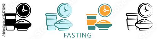 Fasting Multi Style Icon Mini Illustration, Use For Modern Concept, Print, Ui, Ux Kit, Web And App Development. Vector Related To Ramadan, Eid Al-Fitr, Eid Al-Adha And More