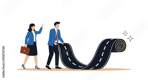 Business professionals joining hands to build path to success