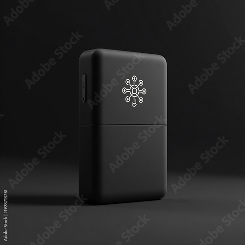 Wallpaper Mural Sleek Black IoT Smart Device with White Connectivity Icon on Dark Background Torontodigital.ca