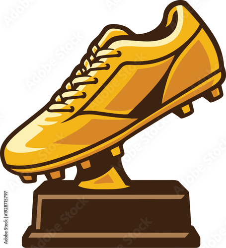 Golden Soccer Cleat Trophy Vector Illustration