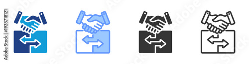 Post Acquisition Integration icon set multiple style collection