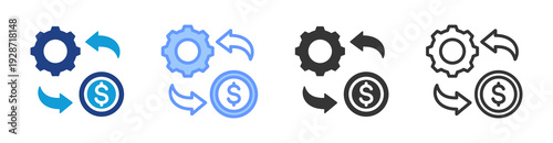 Cost Optimization icon set multiple style collection