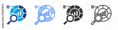 Market Analysis icon set multiple style collection