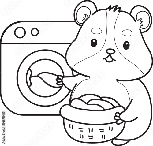 Coloring pages of Cute set of hamster sticker with activity.  Outline of hamster 