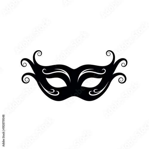 Black Masquerade Mask with Ornate Swirls.