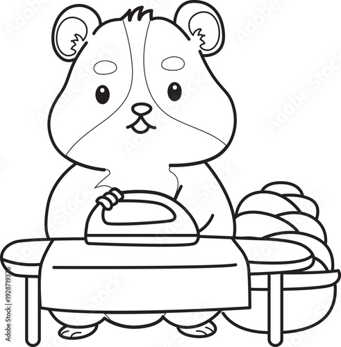 Coloring pages of Cute set of hamster sticker with activity.  Outline of hamster 
