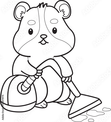 Coloring pages of Cute set of hamster sticker with activity.  Outline of hamster 