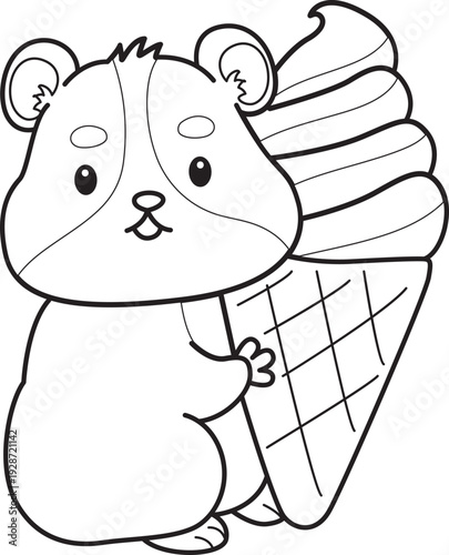 Coloring pages of Cute set of hamster sticker with activity.  Outline of hamster 