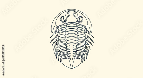 Detailed Black and White Trilobite Illustration.