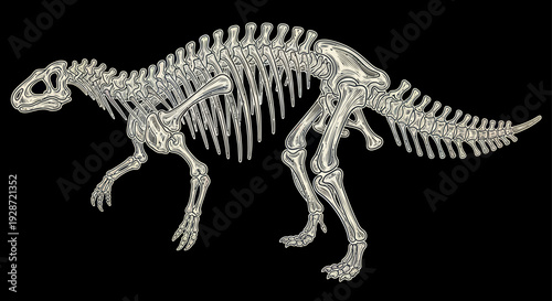 Dinosaur Skeleton Fossil Bones Prehistoric Creature.