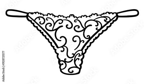 Lace Thong Panties with Low Rise Fit and Decorative Side Straps – Feminine Romantic Intimate Underwear