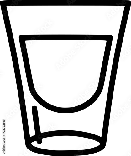 Espresso Shot Glass Demitasse Simple Line Art Vector
