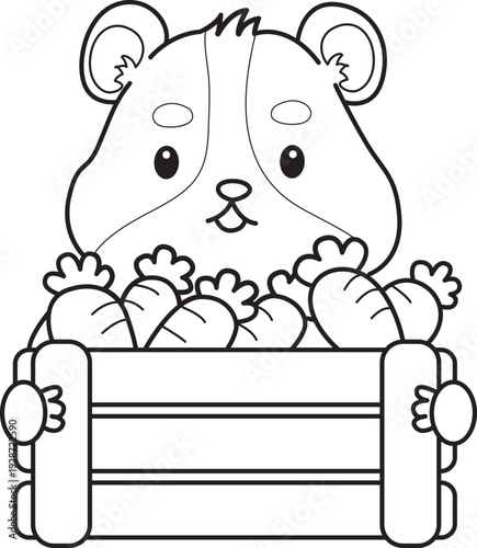 Coloring pages of Cute set of hamster sticker with activity.  Outline of hamster 