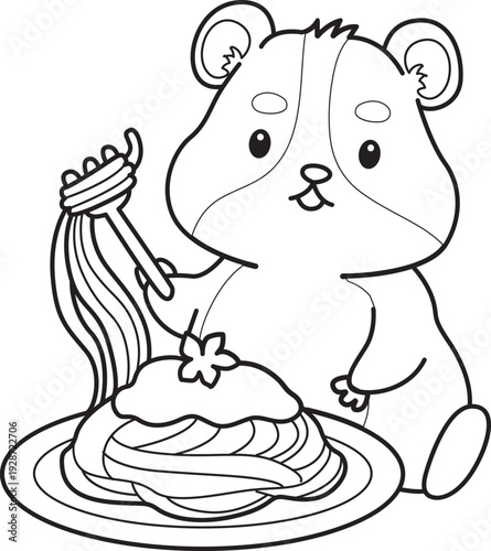 Coloring pages of Cute set of hamster sticker with activity.  Outline of hamster 