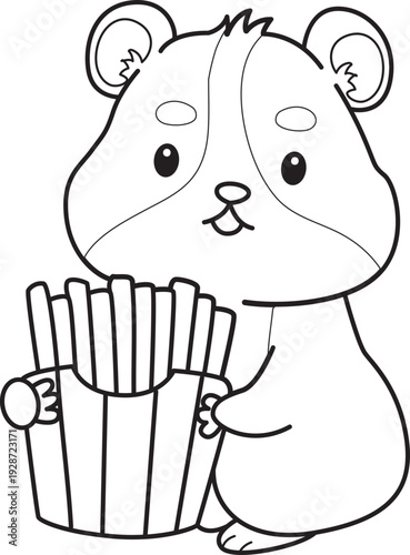 Coloring pages of Cute set of hamster sticker with activity.  Outline of hamster 