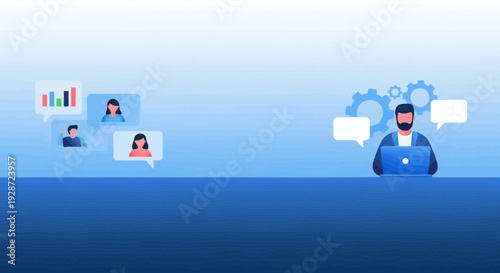 online meeting teamwork, business collaboration and technology concept