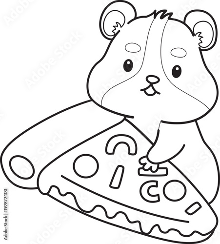 Coloring pages of Cute set of hamster sticker with activity.  Outline of hamster 