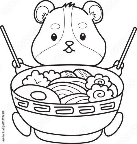 Coloring pages of Cute set of hamster sticker with activity.  Outline of hamster 