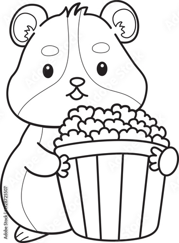 Coloring pages of Cute set of hamster sticker with activity.  Outline of hamster 