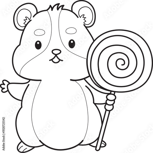 Coloring pages of Cute set of hamster sticker with activity.  Outline of hamster 