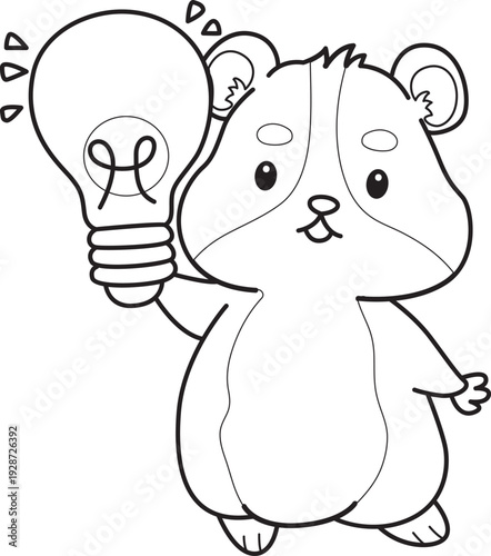 Coloring pages of Cute set of hamster sticker with activity.  Outline of hamster 
