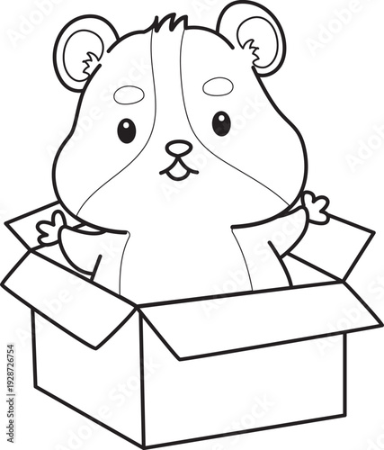 Coloring pages of Cute set of hamster sticker with activity.  Outline of hamster 