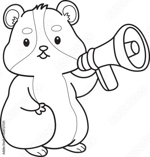 Coloring pages of Cute set of hamster sticker with activity.  Outline of hamster 