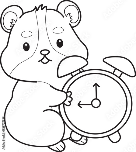 Coloring pages of Cute set of hamster sticker with activity.  Outline of hamster 