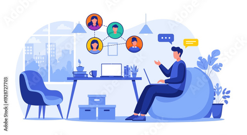 online meeting concept, remote work, video conference, business communication