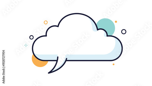 Stylized cloud speech bubble with colorful circles and stars for fun comic strips, social media posts, or creative messaging designs.