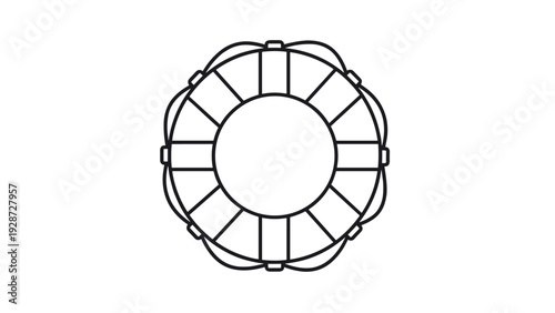 Simple line art illustration of a lifebuoy or life ring shown from a top down perspective on a plain white background for safety.