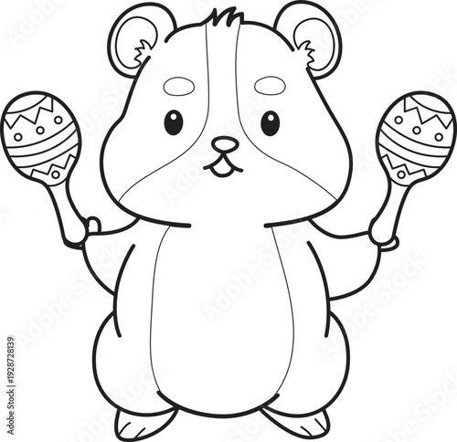Coloring pages of Cute set of hamster sticker with activity.  Outline of hamster 
