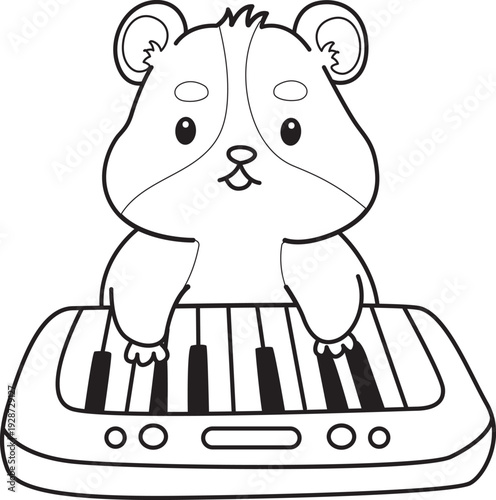 Coloring pages of Cute set of hamster sticker with activity.  Outline of hamster 